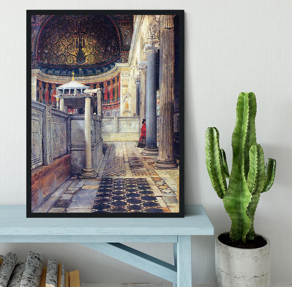 The interior of the church of San Clemente Rome by Alma Tadema Framed Print - Canvas Art Rocks - 2