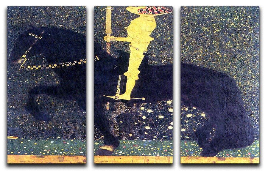 The life of a struggle The Golden Knights by Klimt 3 Split Panel Canvas Print - Canvas Art Rocks - 1