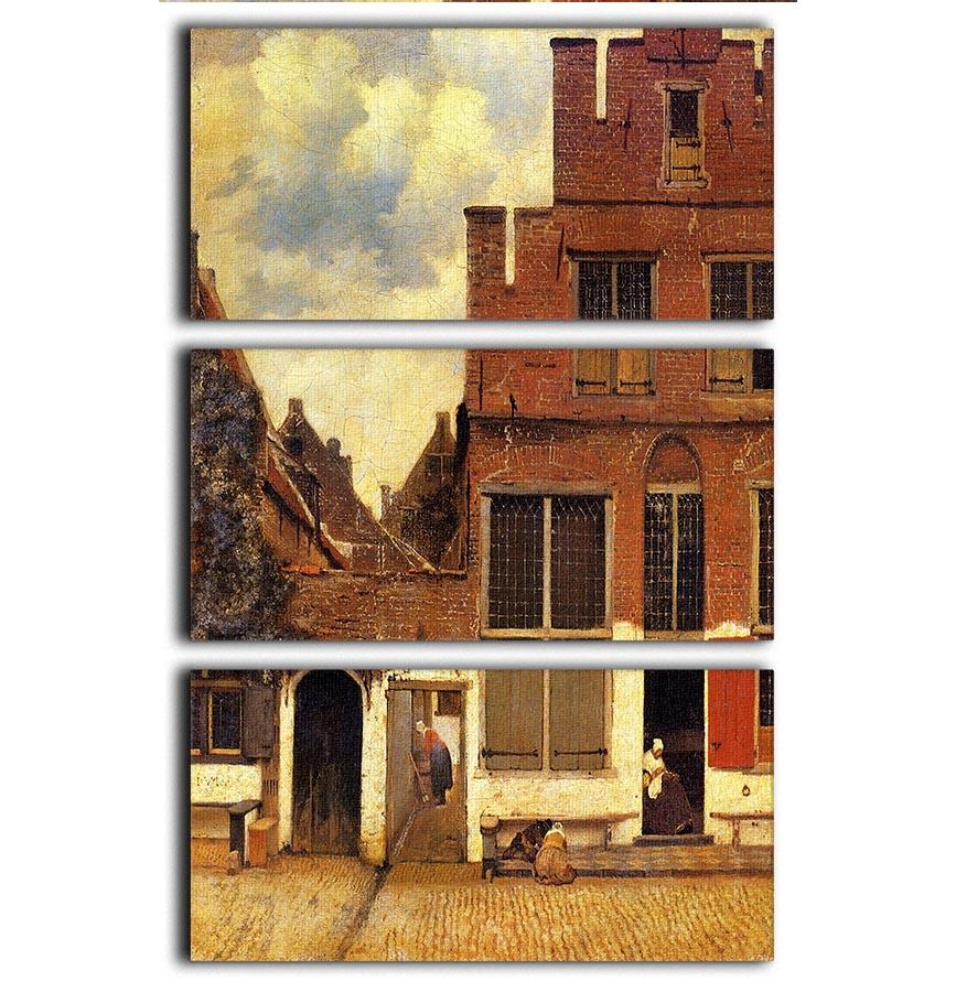 The little street by Vermeer 3 Split Panel Canvas Print - Canvas Art Rocks - 1
