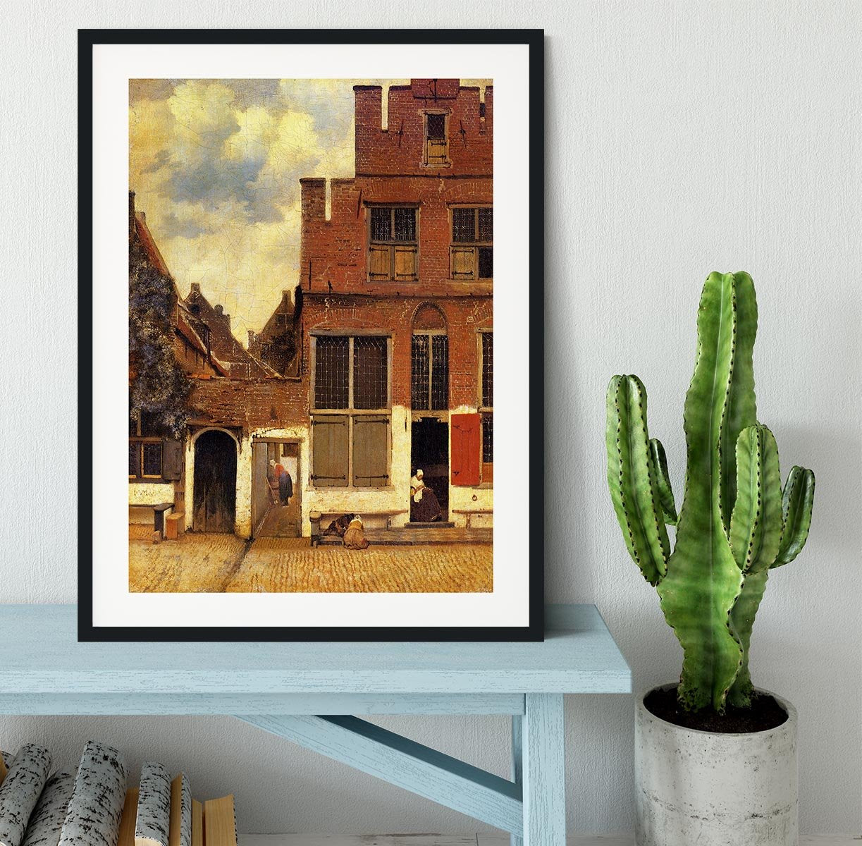 The little street by Vermeer Framed Print - Canvas Art Rocks - 1