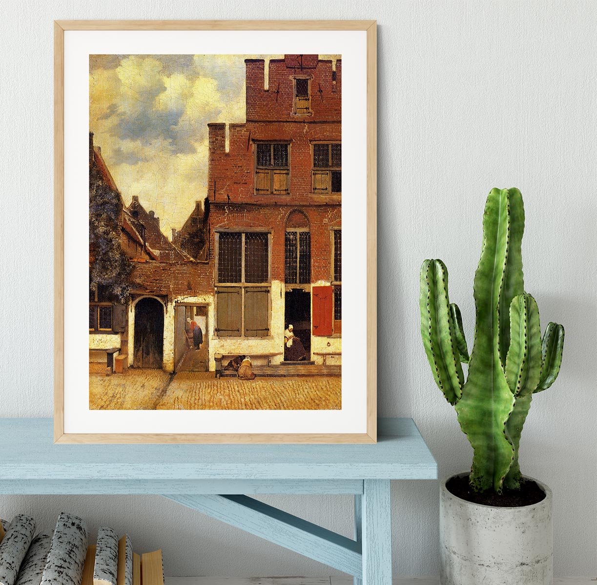 The little street by Vermeer Framed Print - Canvas Art Rocks - 3
