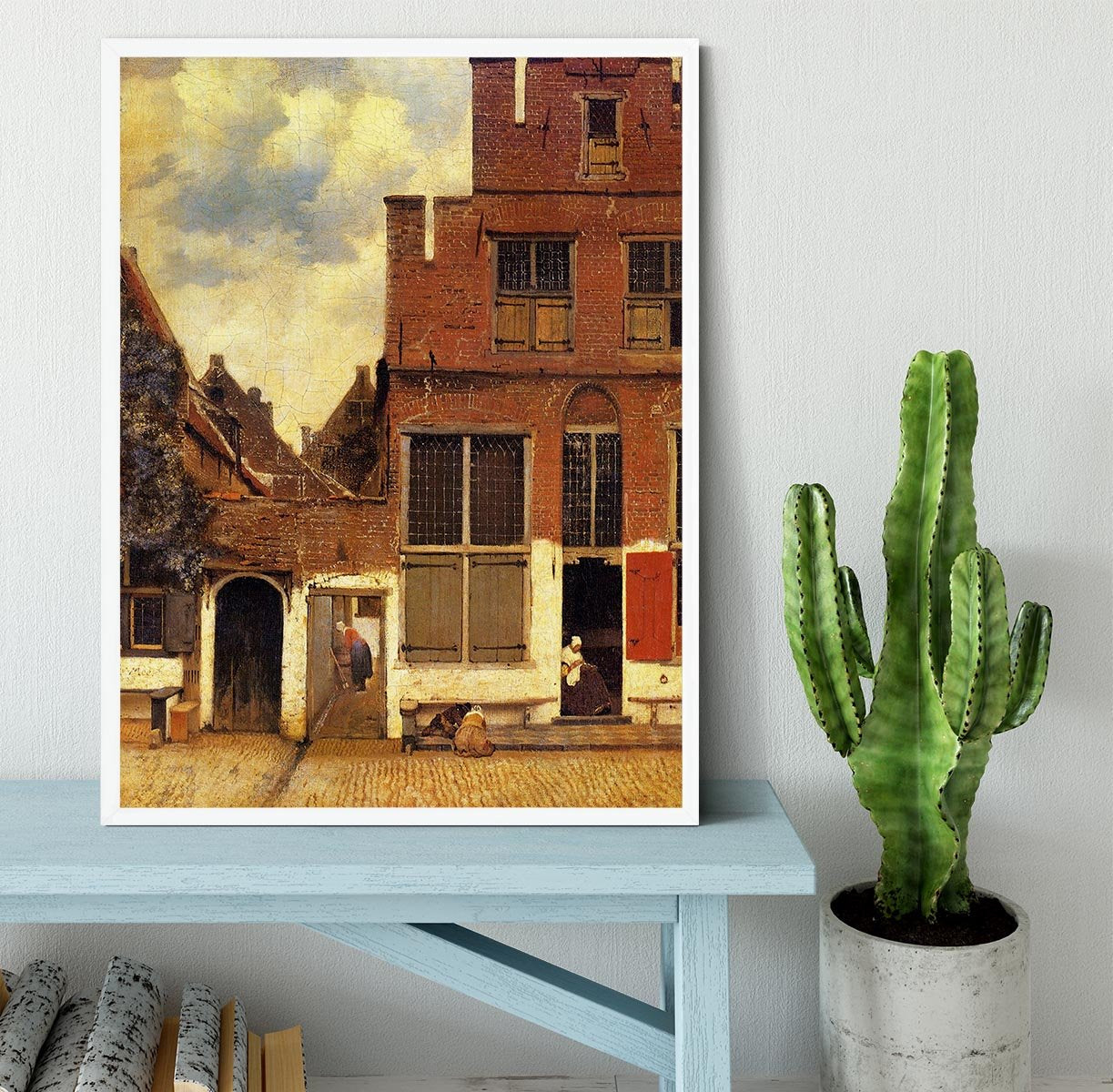 The little street by Vermeer Framed Print - Canvas Art Rocks -6