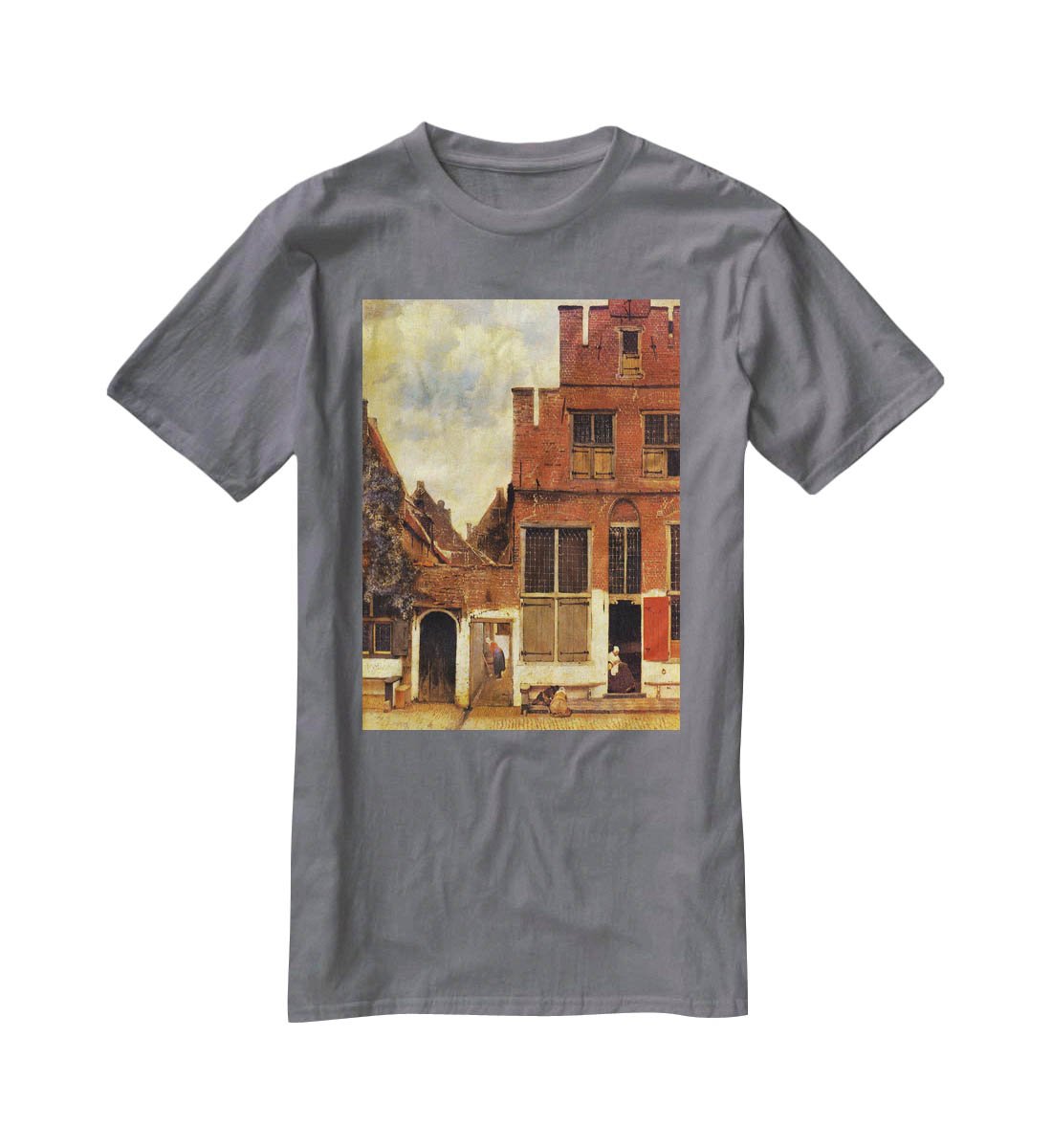 The little street by Vermeer T-Shirt - Canvas Art Rocks - 3