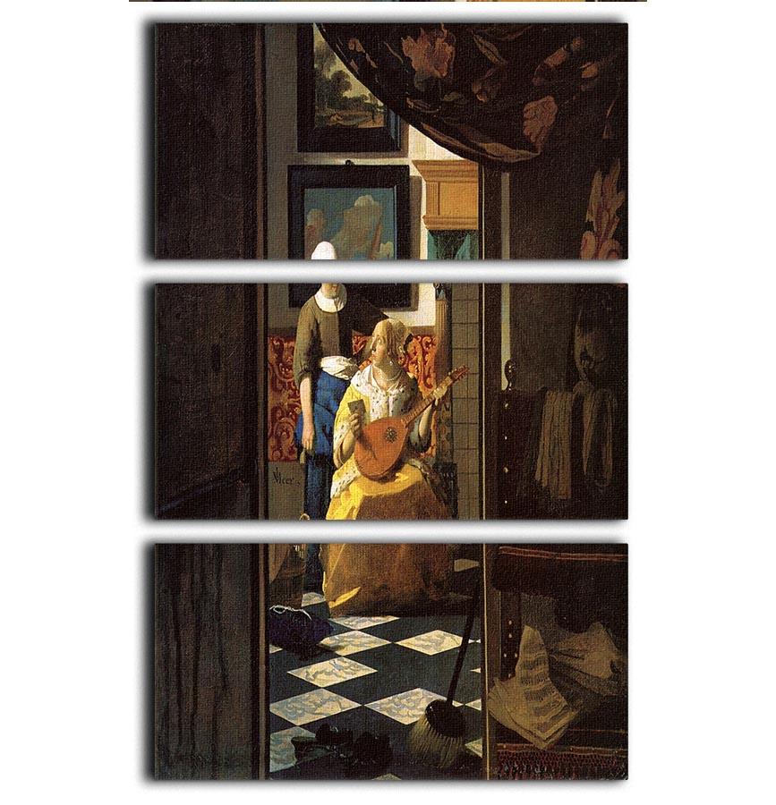 The love letter by Vermeer 3 Split Panel Canvas Print - Canvas Art Rocks - 1