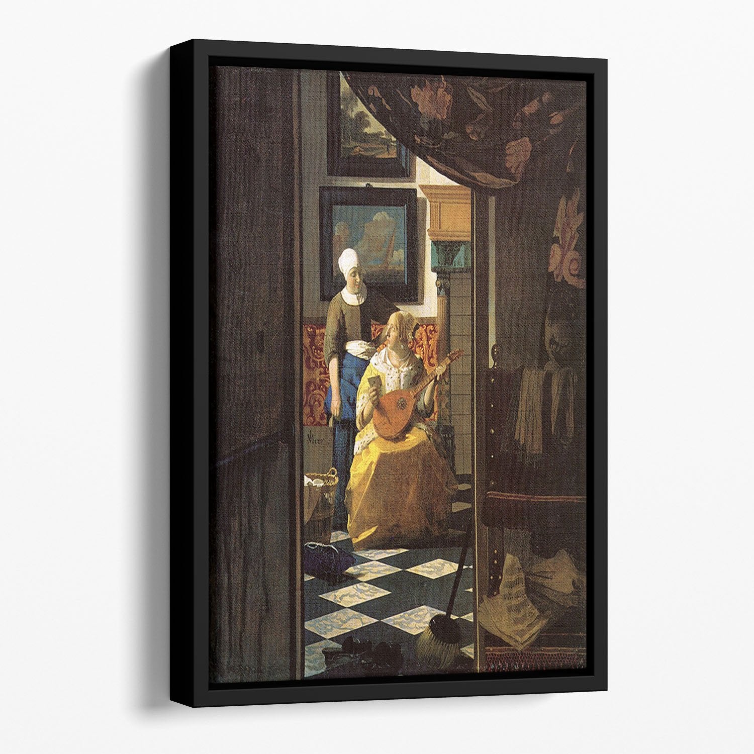 The love letter by Vermeer Floating Framed Canvas