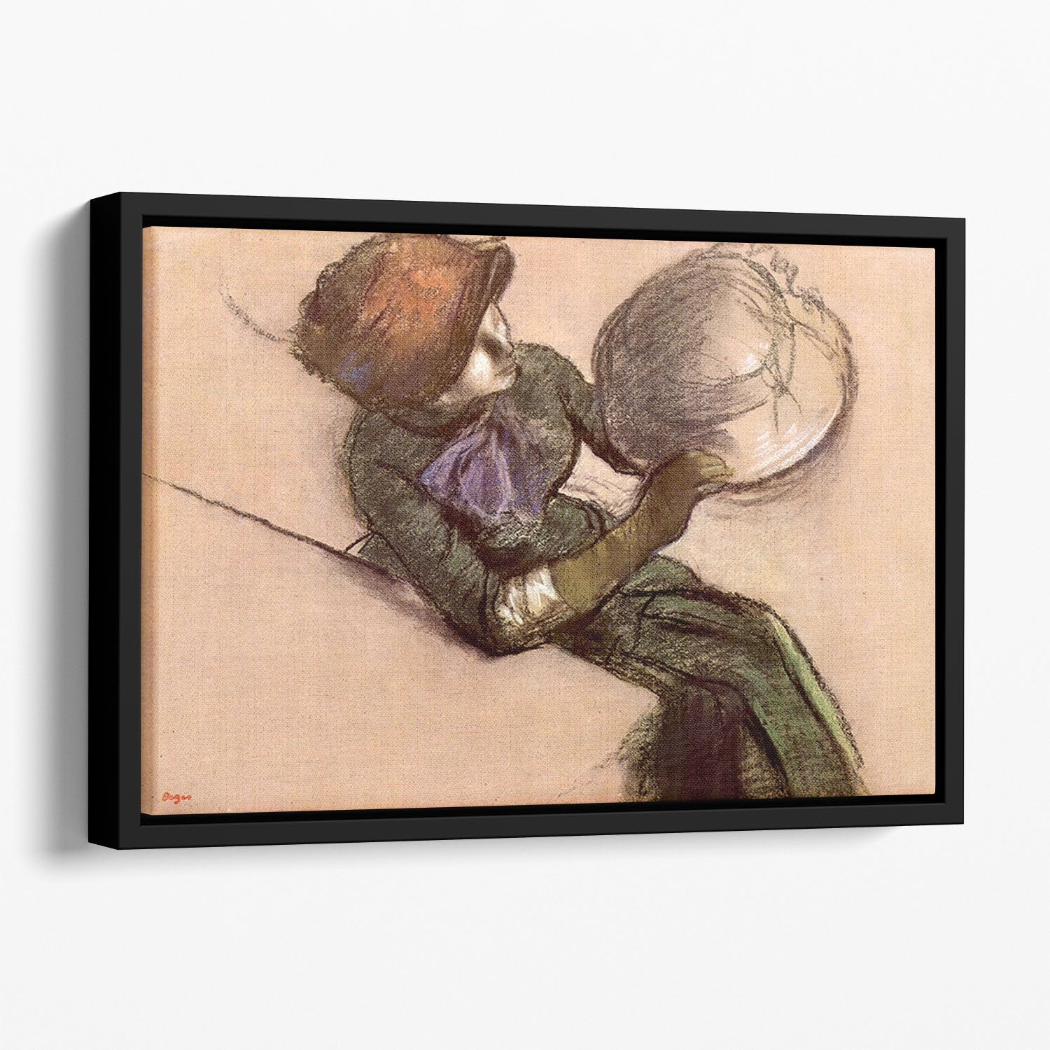 The milliner 2 by Degas Floating Framed Canvas
