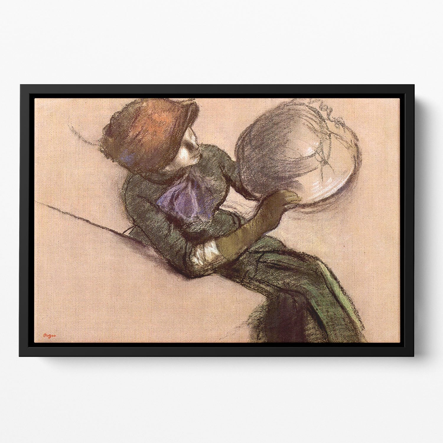 The milliner 2 by Degas Floating Framed Canvas