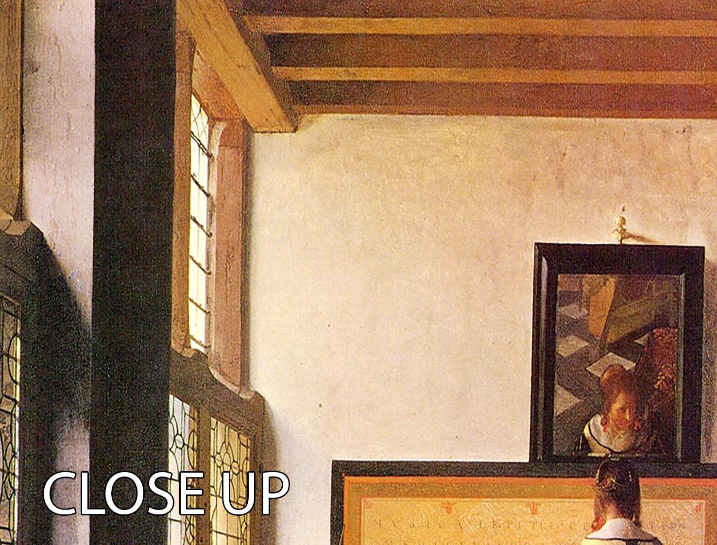 The music lesson by Vermeer 3 Split Panel Canvas Print - Canvas Art Rocks - 3