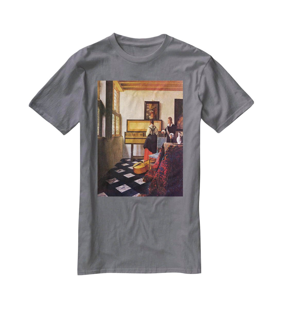The music lesson by Vermeer T-Shirt - Canvas Art Rocks - 3