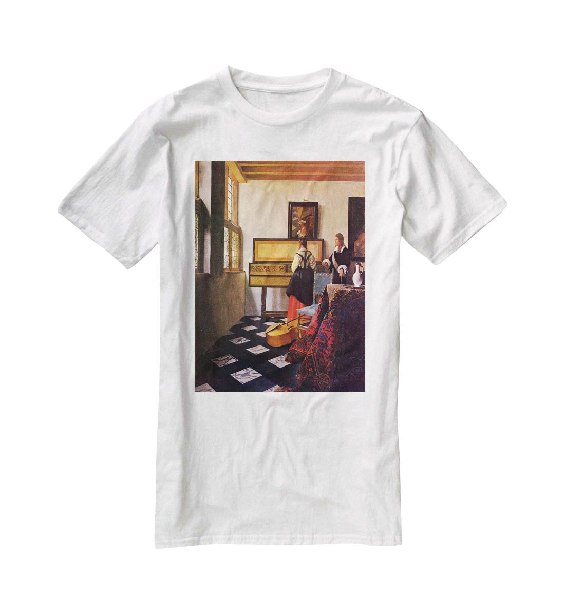 The music lesson by Vermeer T-Shirt - Canvas Art Rocks - 5
