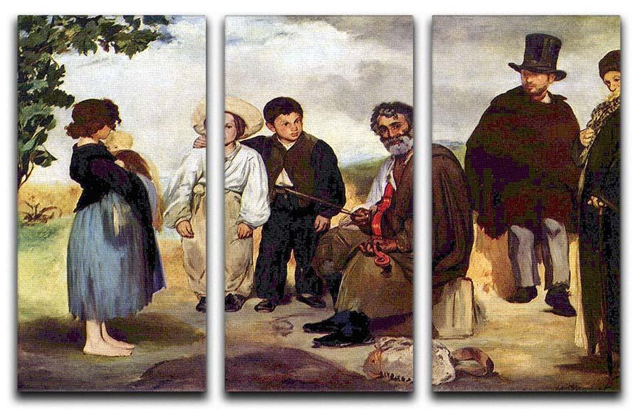 The old musician by Manet 3 Split Panel Canvas Print - Canvas Art Rocks - 1