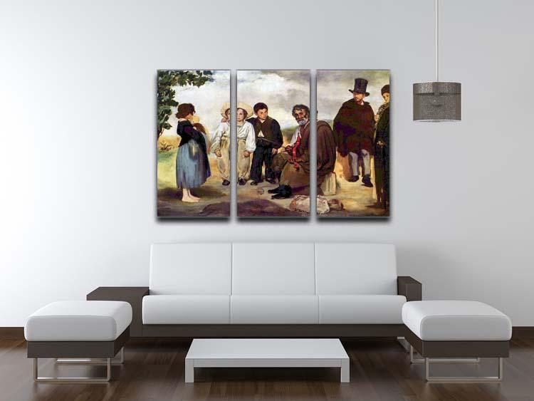 The old musician by Manet 3 Split Panel Canvas Print - Canvas Art Rocks - 3