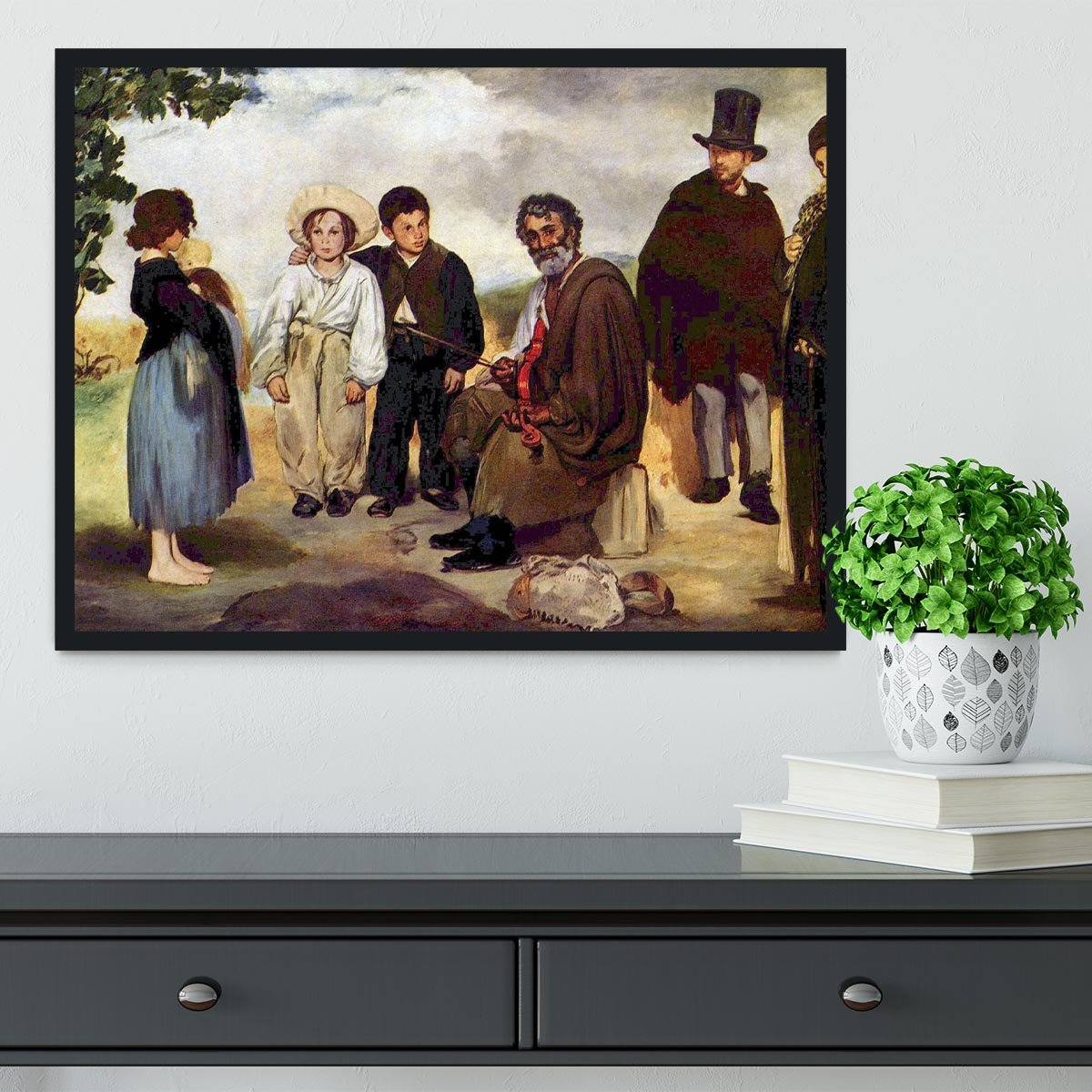 The old musician by Manet Framed Print - Canvas Art Rocks - 2