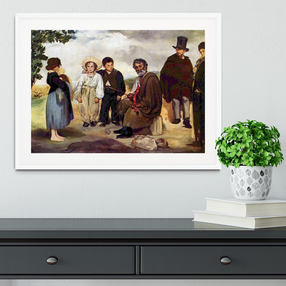 The old musician by Manet Framed Print - Canvas Art Rocks - 5
