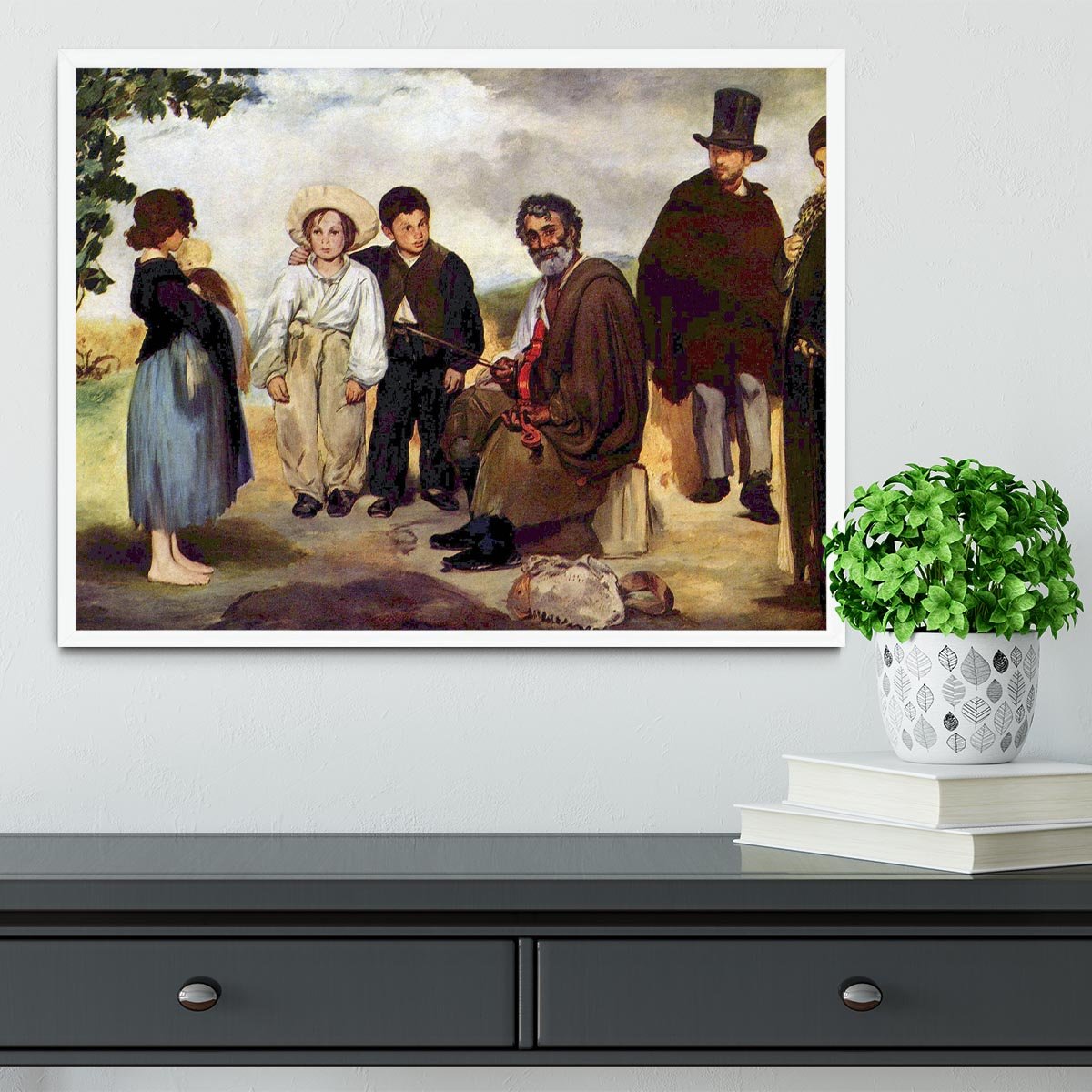 The old musician by Manet Framed Print - Canvas Art Rocks -6