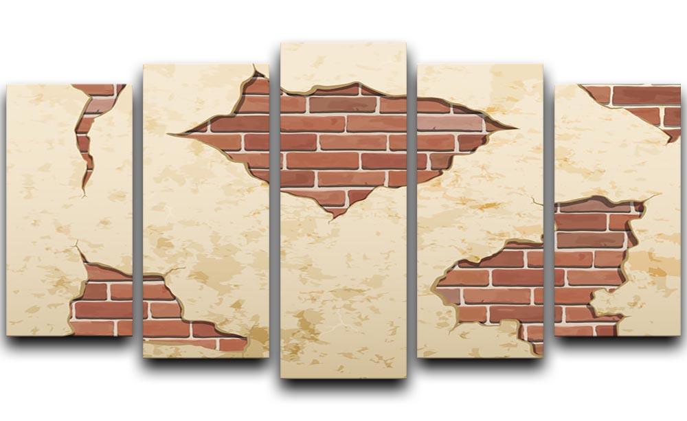 The old shabby concrete and brick cracks 5 Split Panel Canvas - Canvas Art Rocks - 1