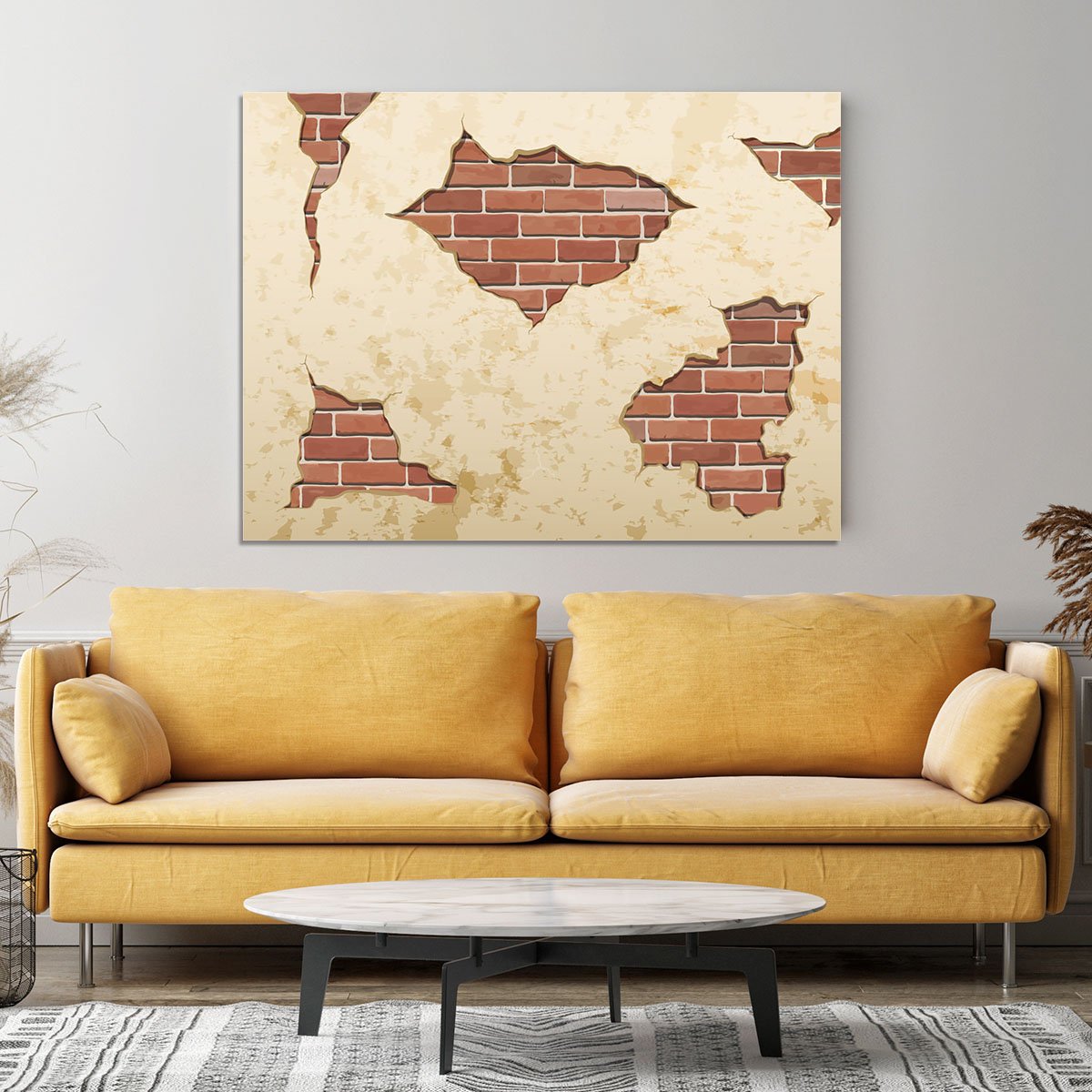 The old shabby concrete and brick cracks Canvas Print or Poster