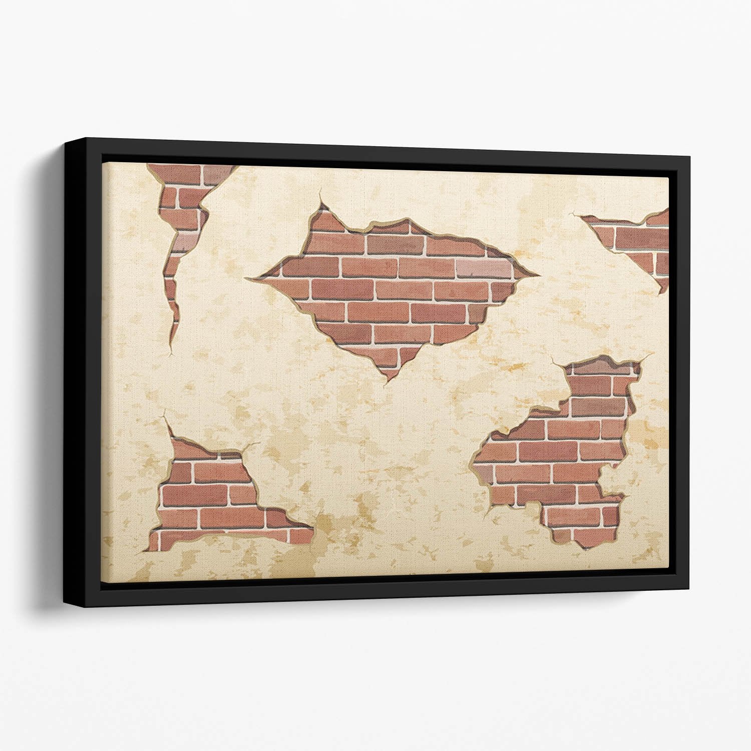 The old shabby concrete and brick cracks Floating Framed Canvas