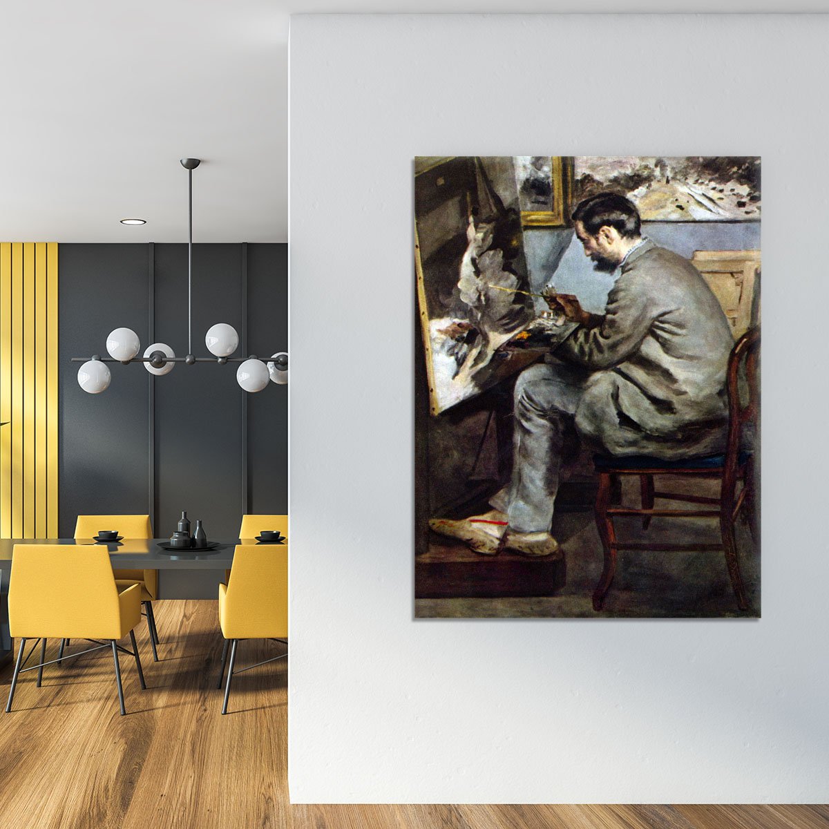 The painter in the studio of Bazille by Renoir Canvas Print or Poster