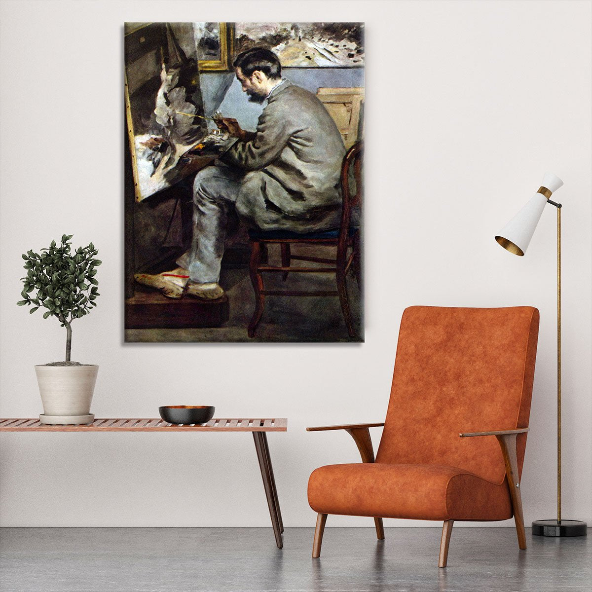 The painter in the studio of Bazille by Renoir Canvas Print or Poster