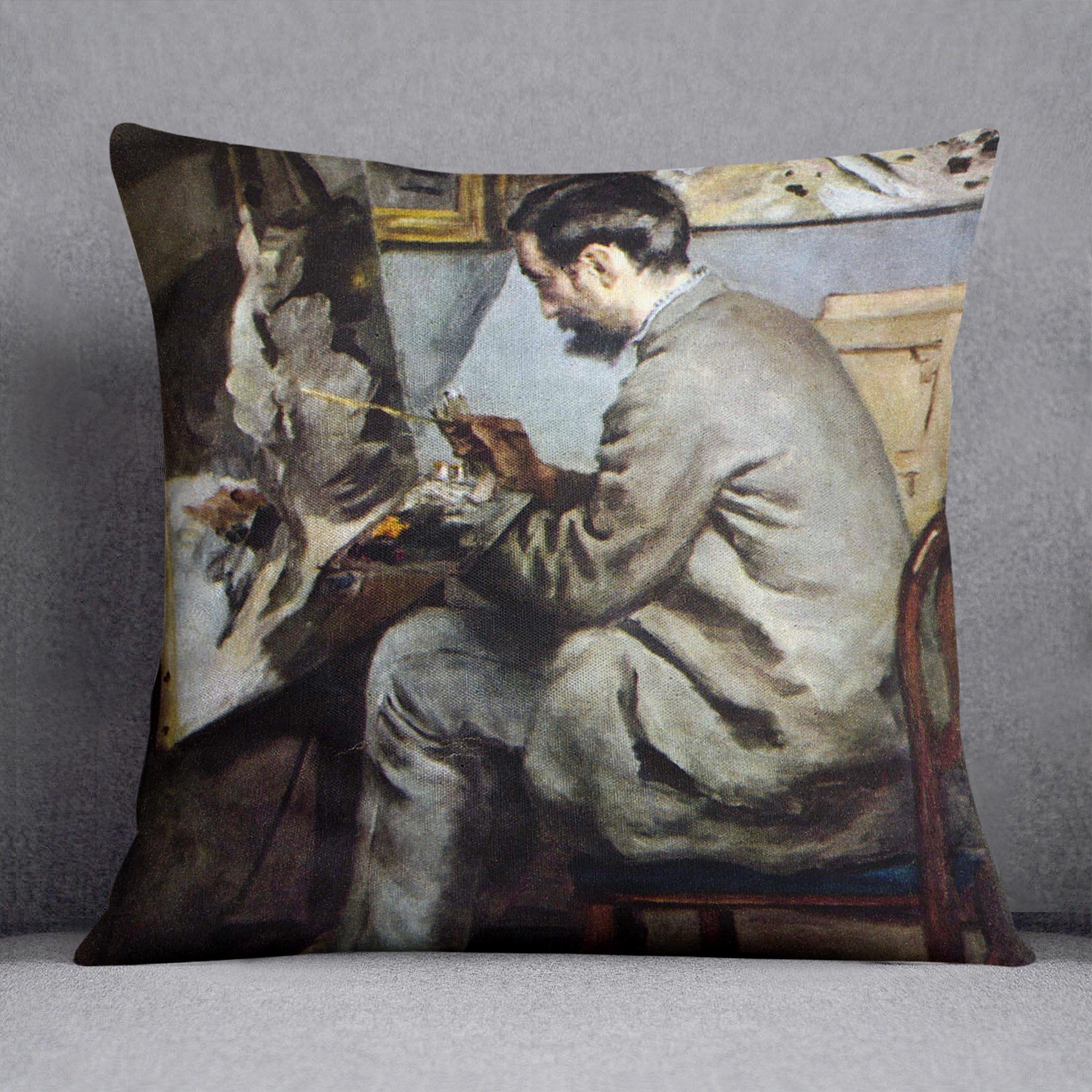 The painter in the studio of Bazille by Renoir Throw Pillow