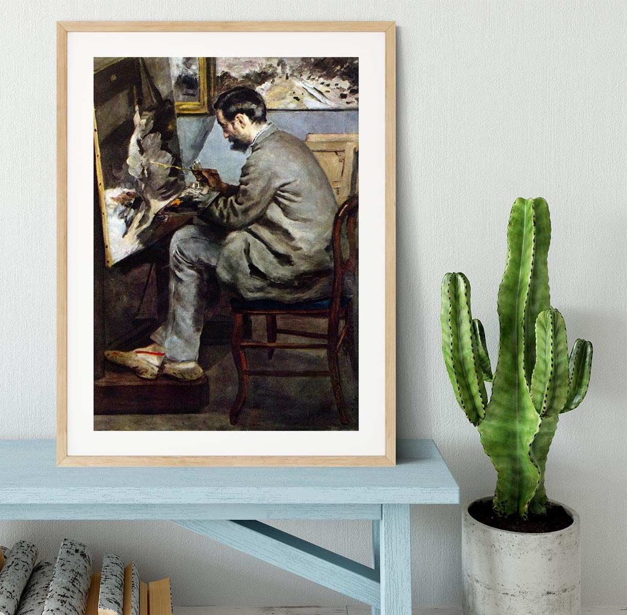 The painter in the studio of Bazille by Renoir Framed Print - Canvas Art Rocks - 3