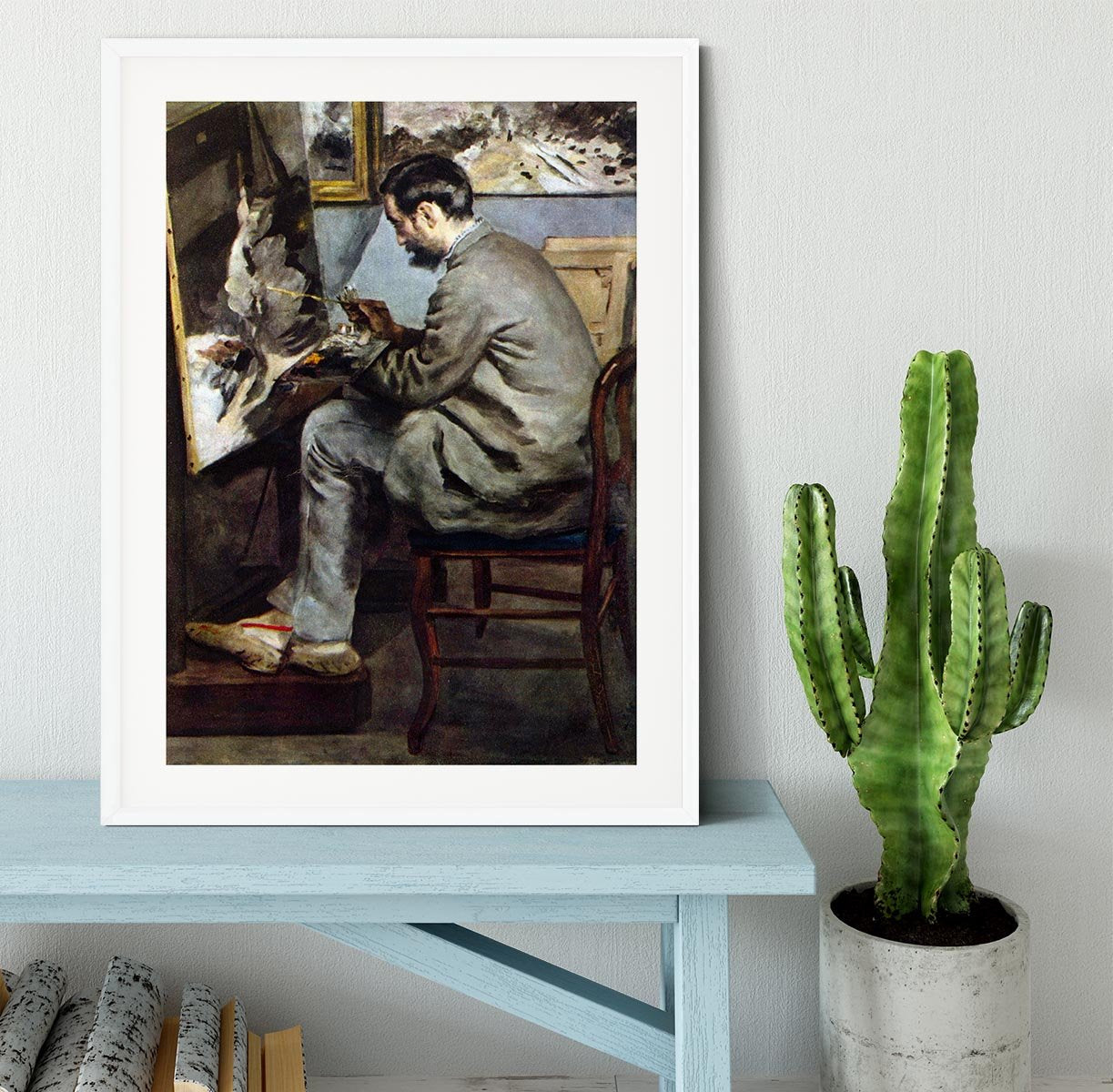 The painter in the studio of Bazille by Renoir Framed Print - Canvas Art Rocks - 5