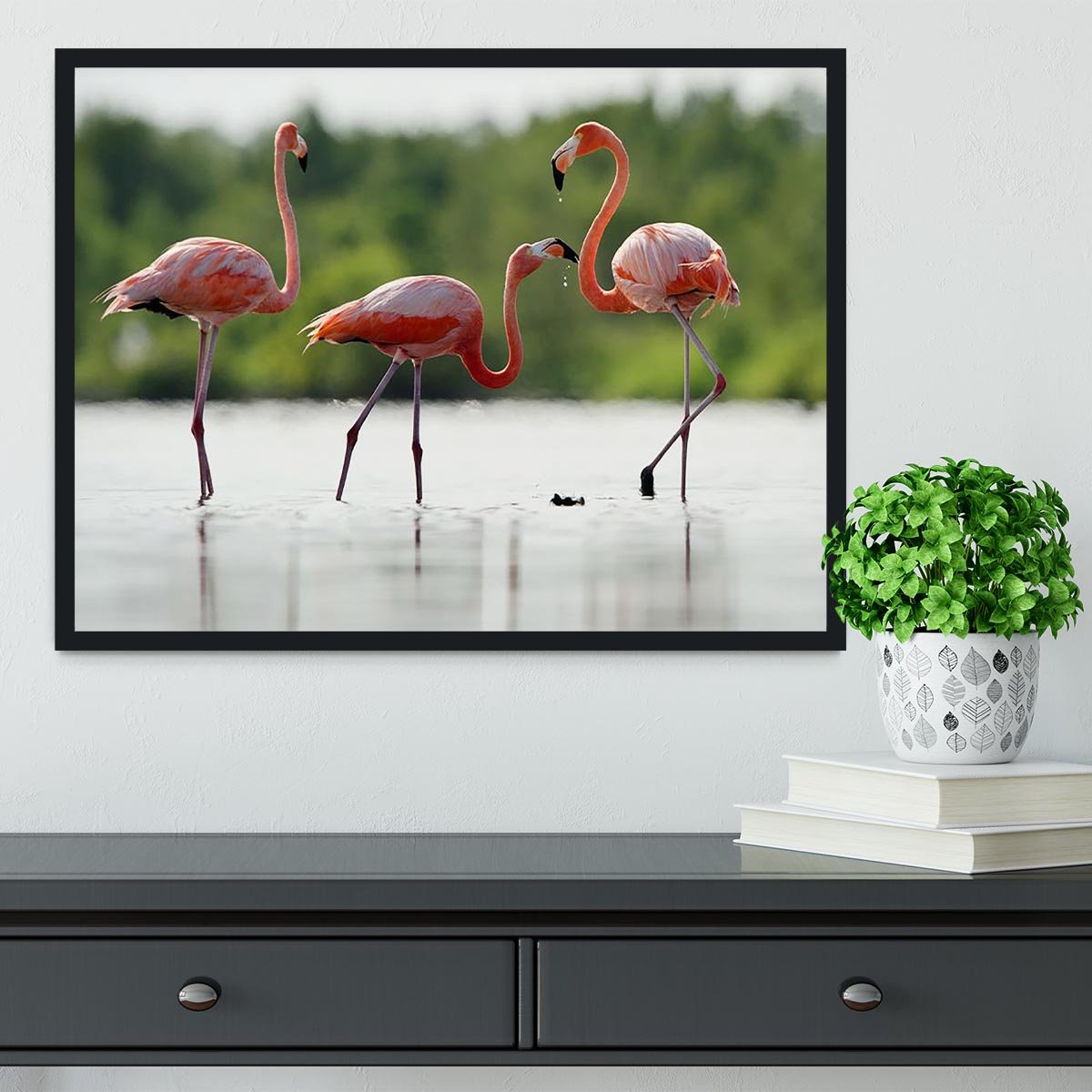 The pink Caribbean flamingo Framed Print - Canvas Art Rocks - 2