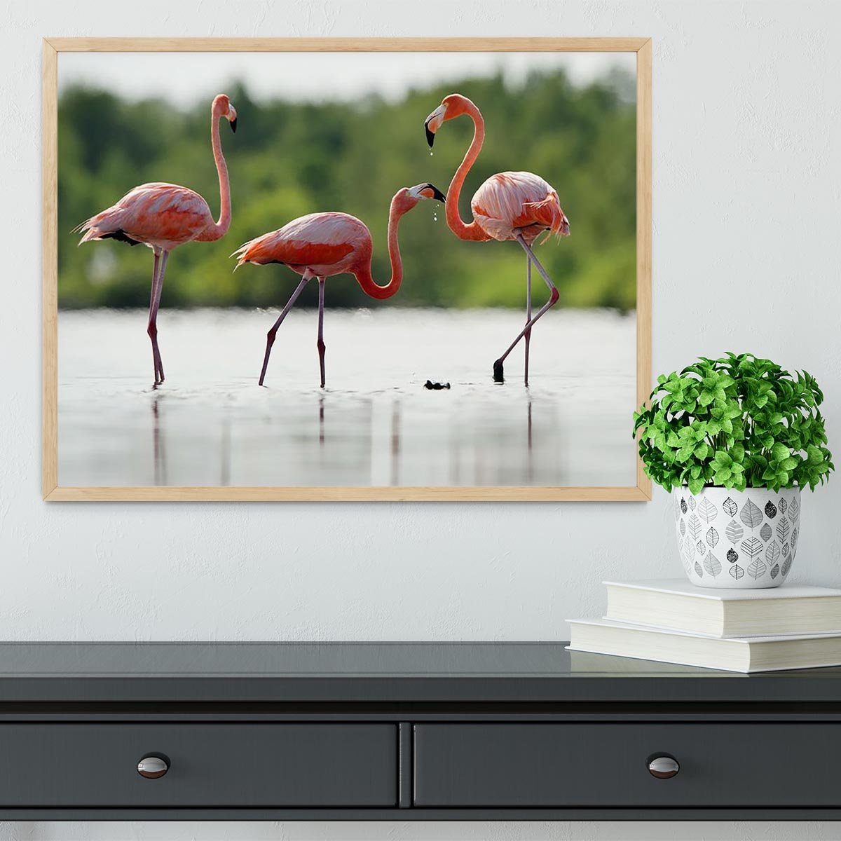 The pink Caribbean flamingo Framed Print - Canvas Art Rocks - 4