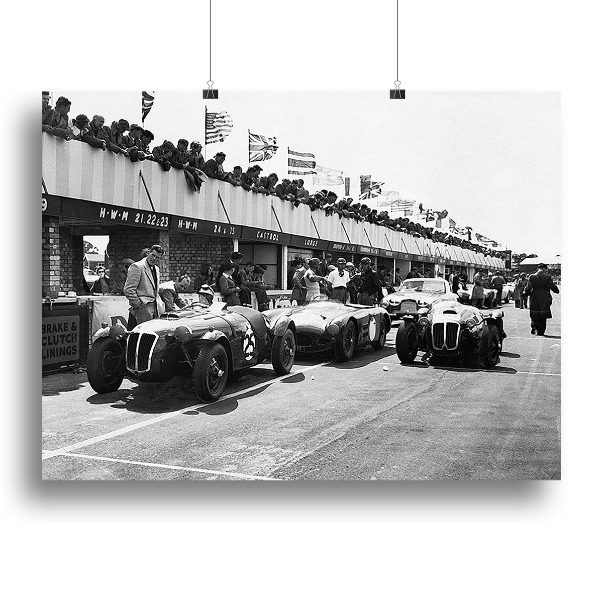 The pit lane at the British Grand Prix at Silverstone in 1953 Canvas Print or Poster