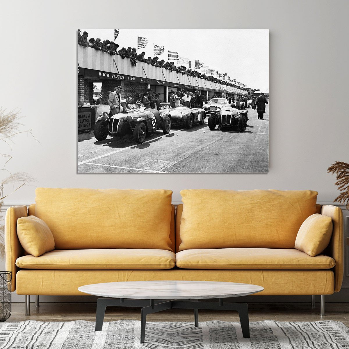 The pit lane at the British Grand Prix at Silverstone in 1953 Canvas Print or Poster