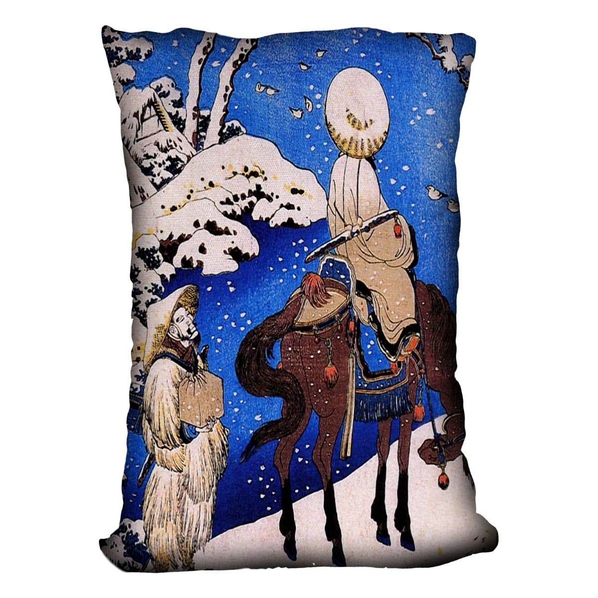 The poet Teba on a horse by Hokusai Throw Pillow