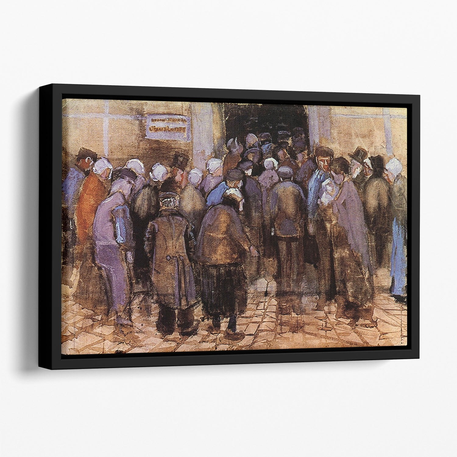 The poor and money by Van Gogh Floating Framed Canvas