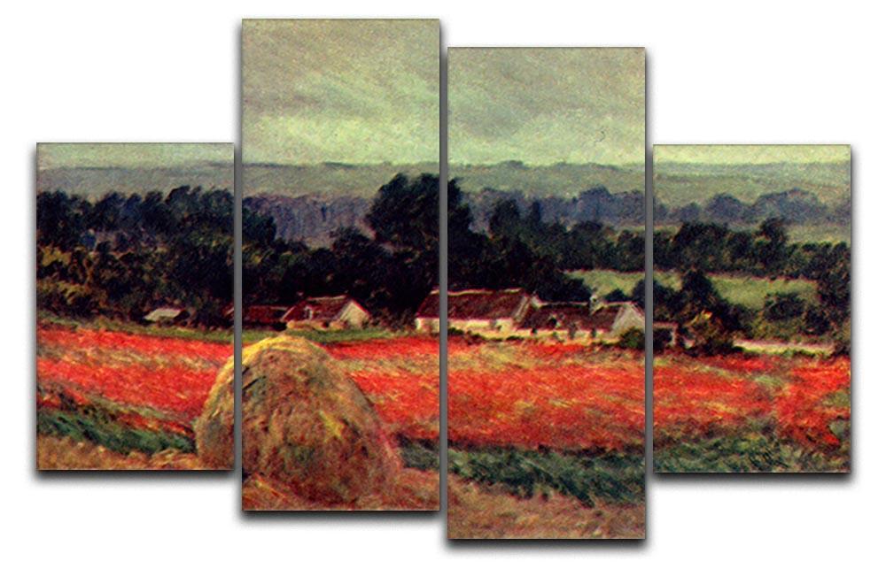 The poppy Blumenfeld The barn by Monet 4 Split Panel Canvas  - Canvas Art Rocks - 1