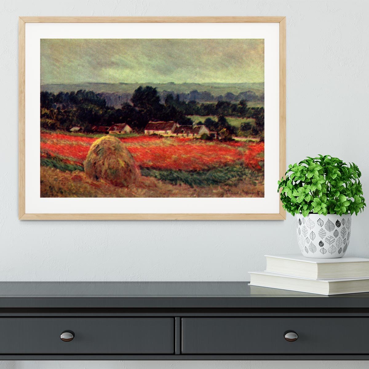 The poppy Blumenfeld The barn by Monet Framed Print - Canvas Art Rocks - 3