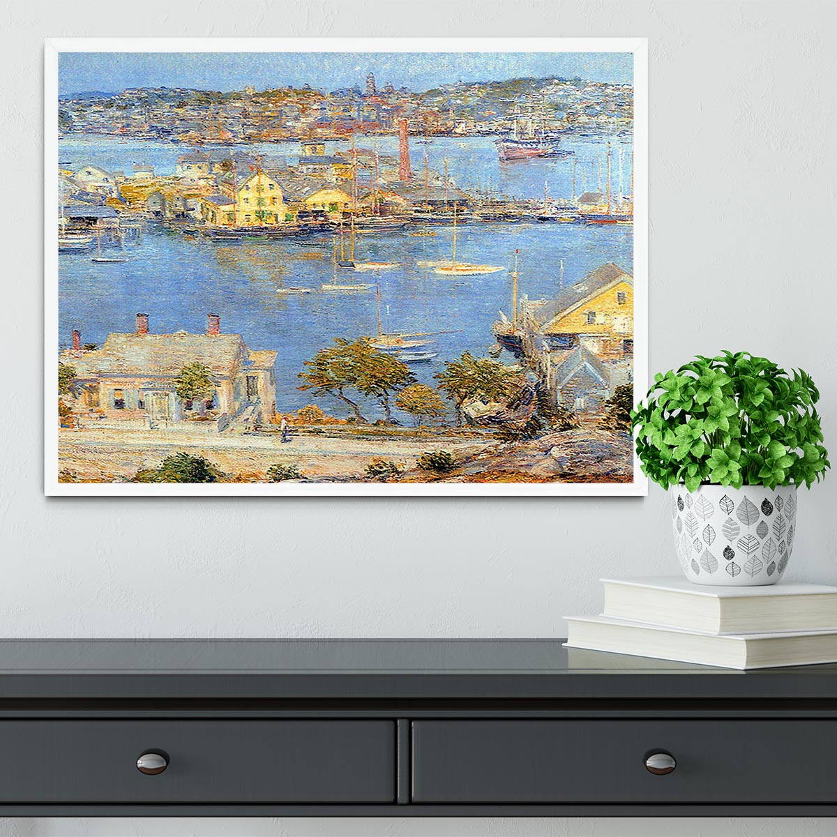 The port of Gloucester 1 by Hassam Framed Print - Canvas Art Rocks -6