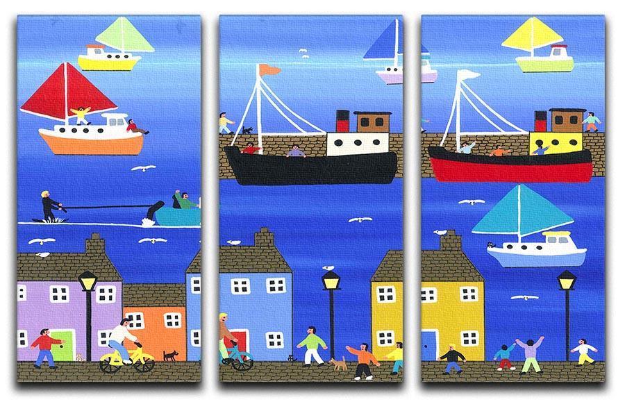 The puffer boats are in port by Gordon Barker 3 Split Panel Canvas Print - Canvas Art Rocks - 1