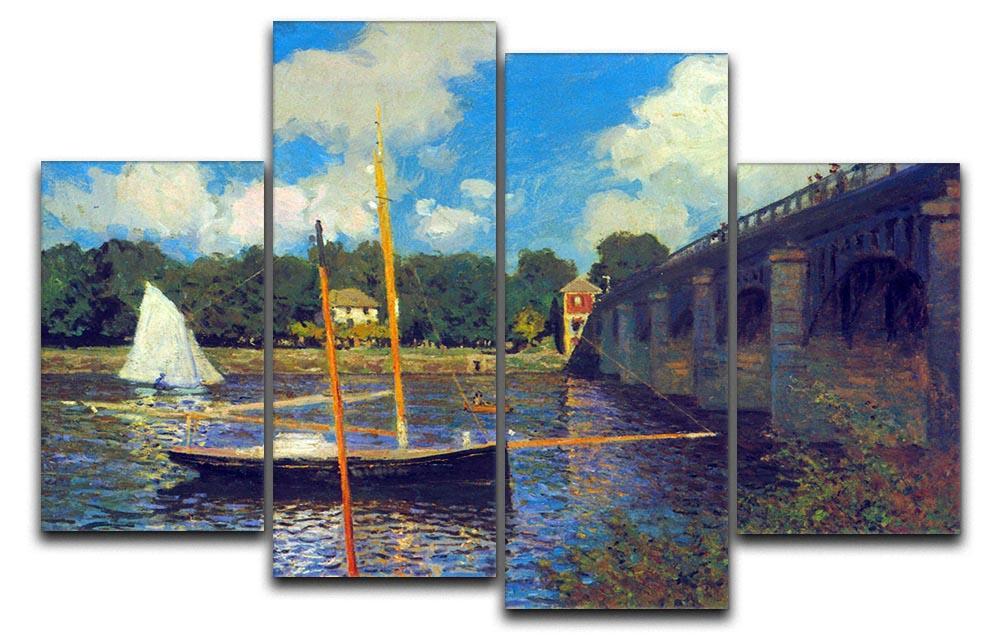 The road bridge Argenteuil by Monet 4 Split Panel Canvas  - Canvas Art Rocks - 1