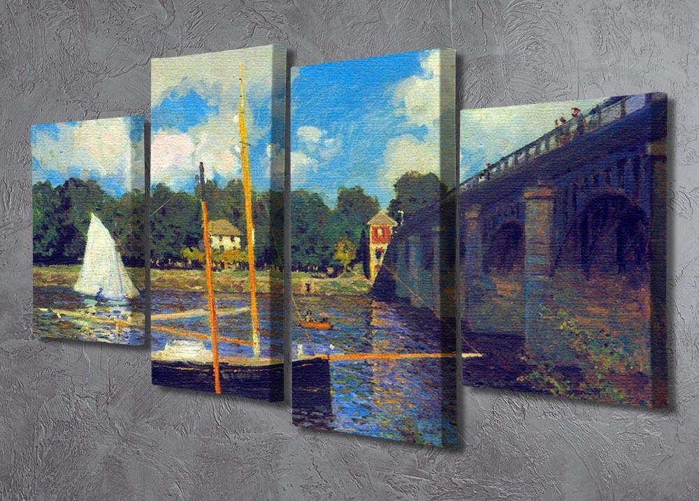 The road bridge Argenteuil by Monet 4 Split Panel Canvas - Canvas Art Rocks - 2