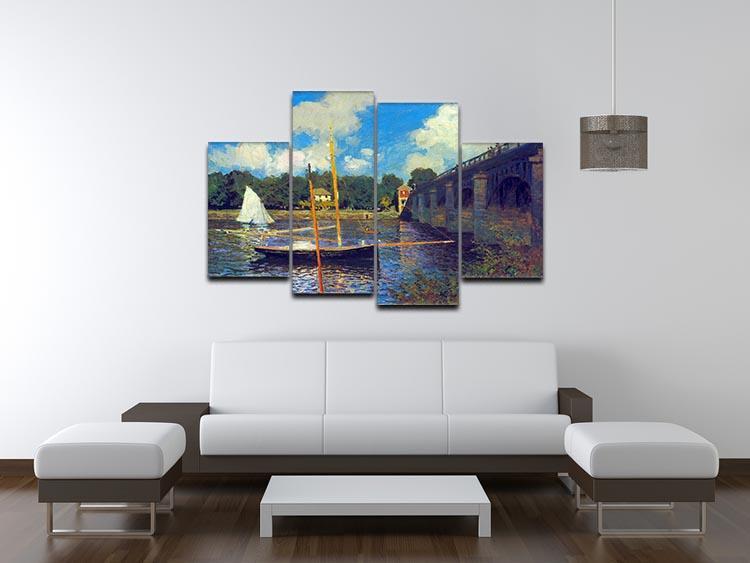 The road bridge Argenteuil by Monet 4 Split Panel Canvas - Canvas Art Rocks - 3