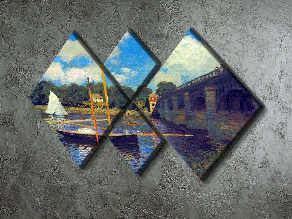 The road bridge Argenteuil by Monet 4 Square Multi Panel Canvas - Canvas Art Rocks - 2