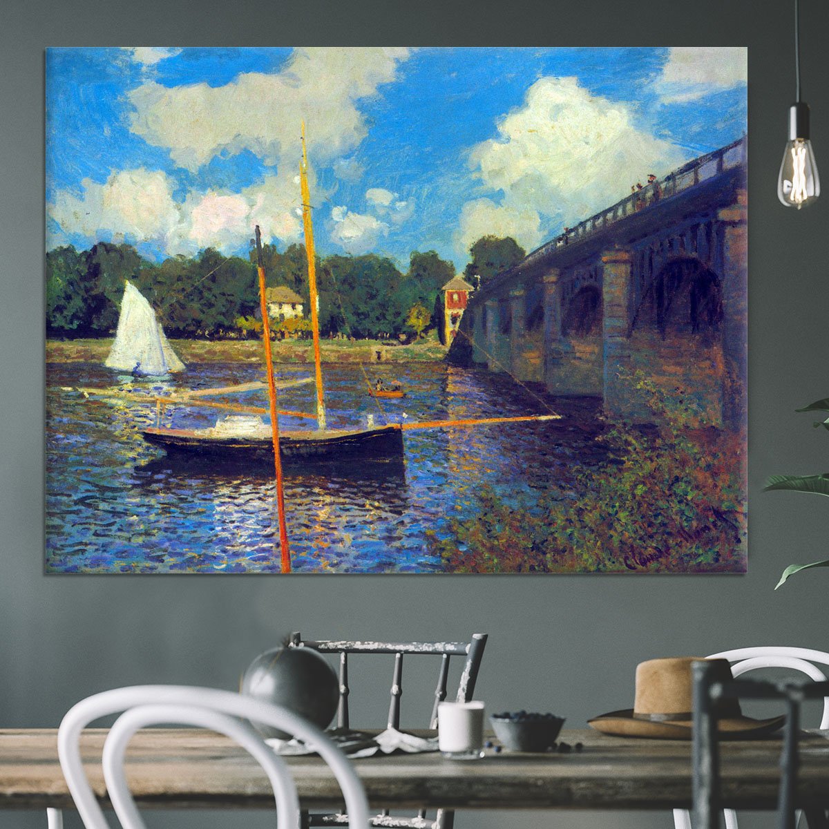 The road bridge Argenteuil by Monet Canvas Print or Poster