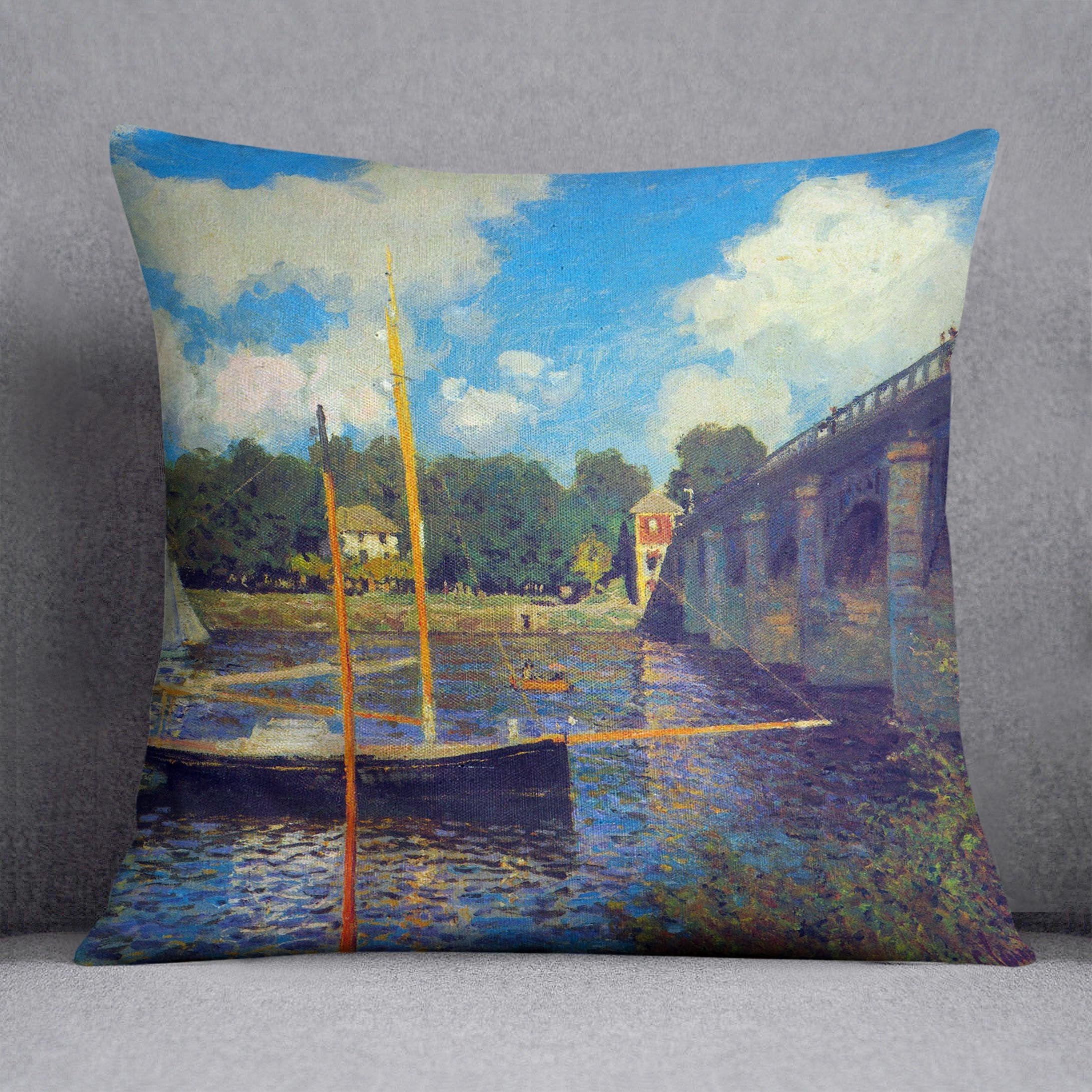 The road bridge Argenteuil by Monet Throw Pillow