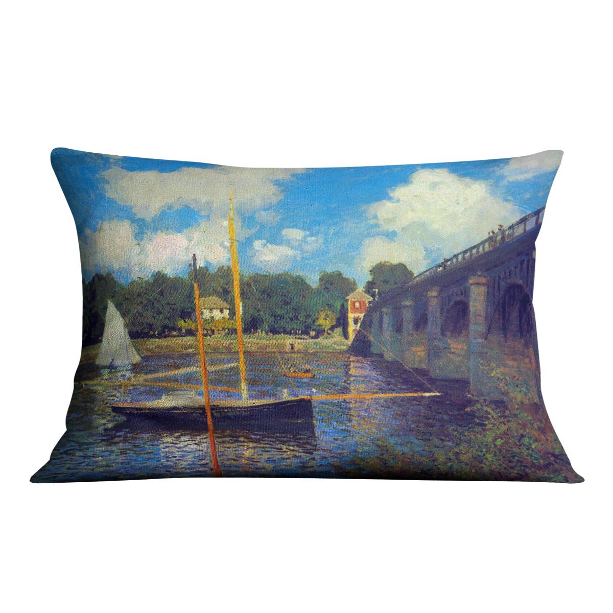 The road bridge Argenteuil by Monet Throw Pillow