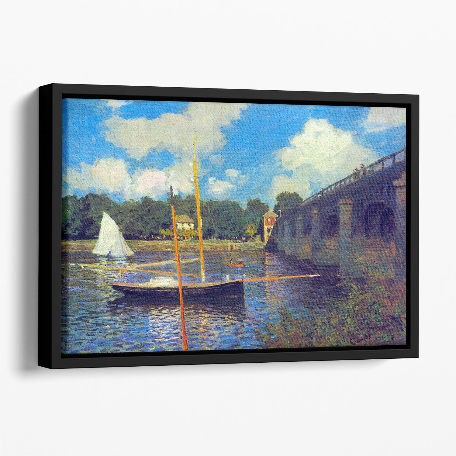 The road bridge Argenteuil by Monet Floating Framed Canvas