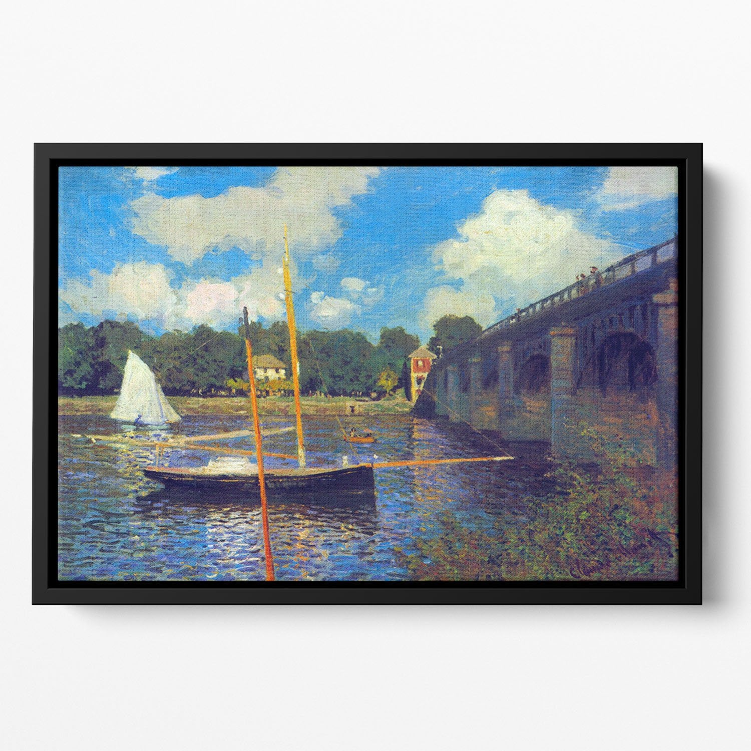 The road bridge Argenteuil by Monet Floating Framed Canvas