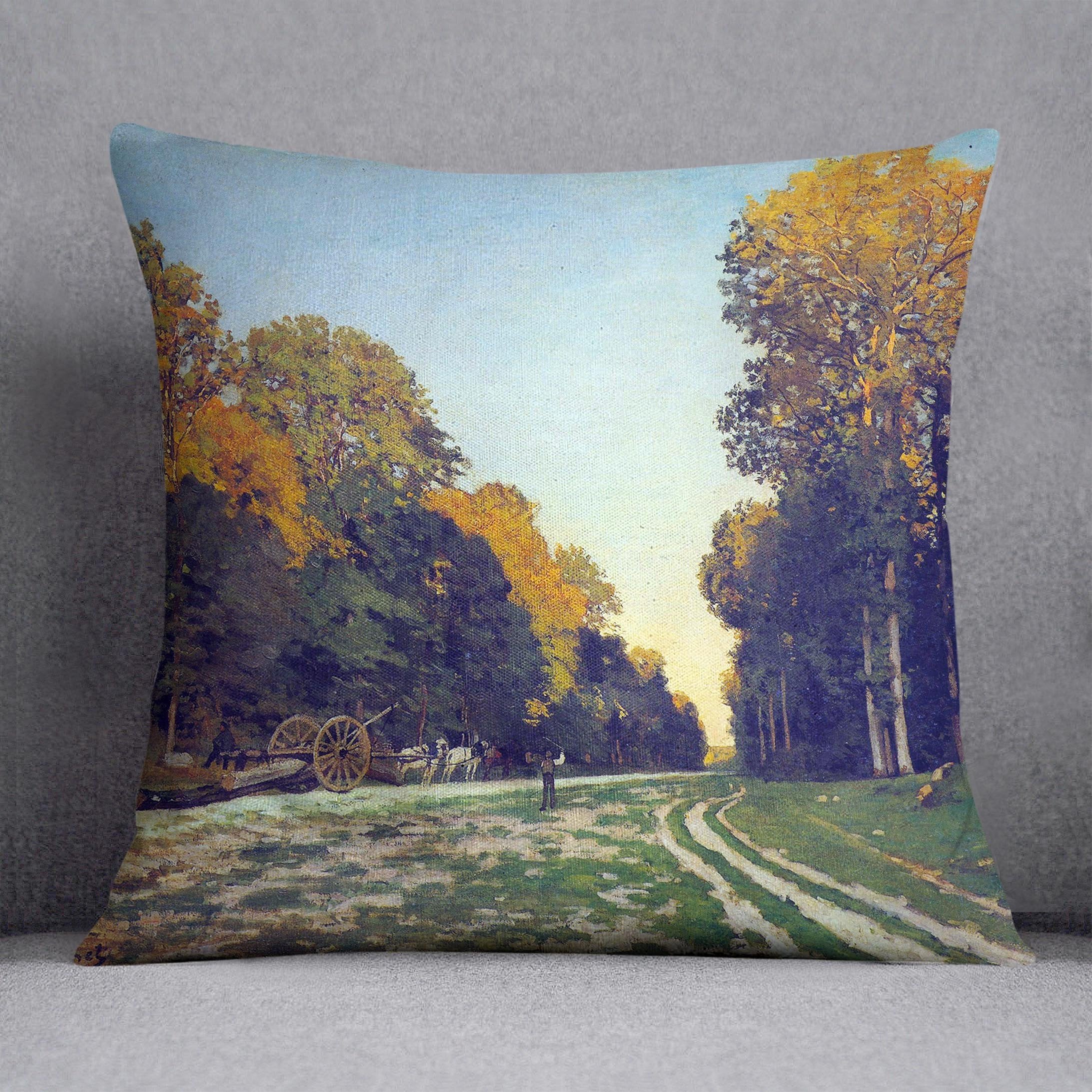 The road from Chailly to Fontainebleau by Monet Throw Pillow