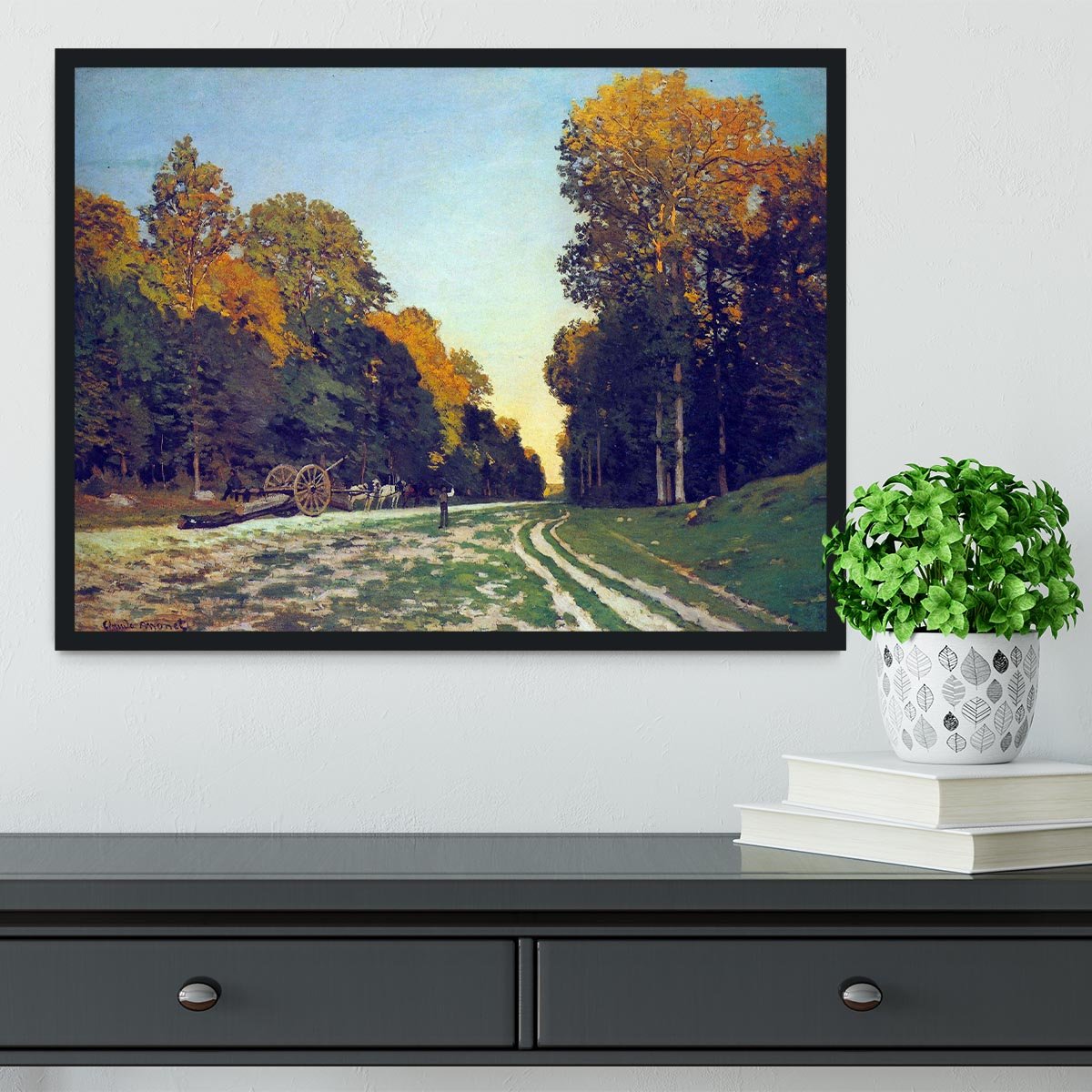 The road from Chailly to Fontainebleau by Monet Framed Print - Canvas Art Rocks - 2