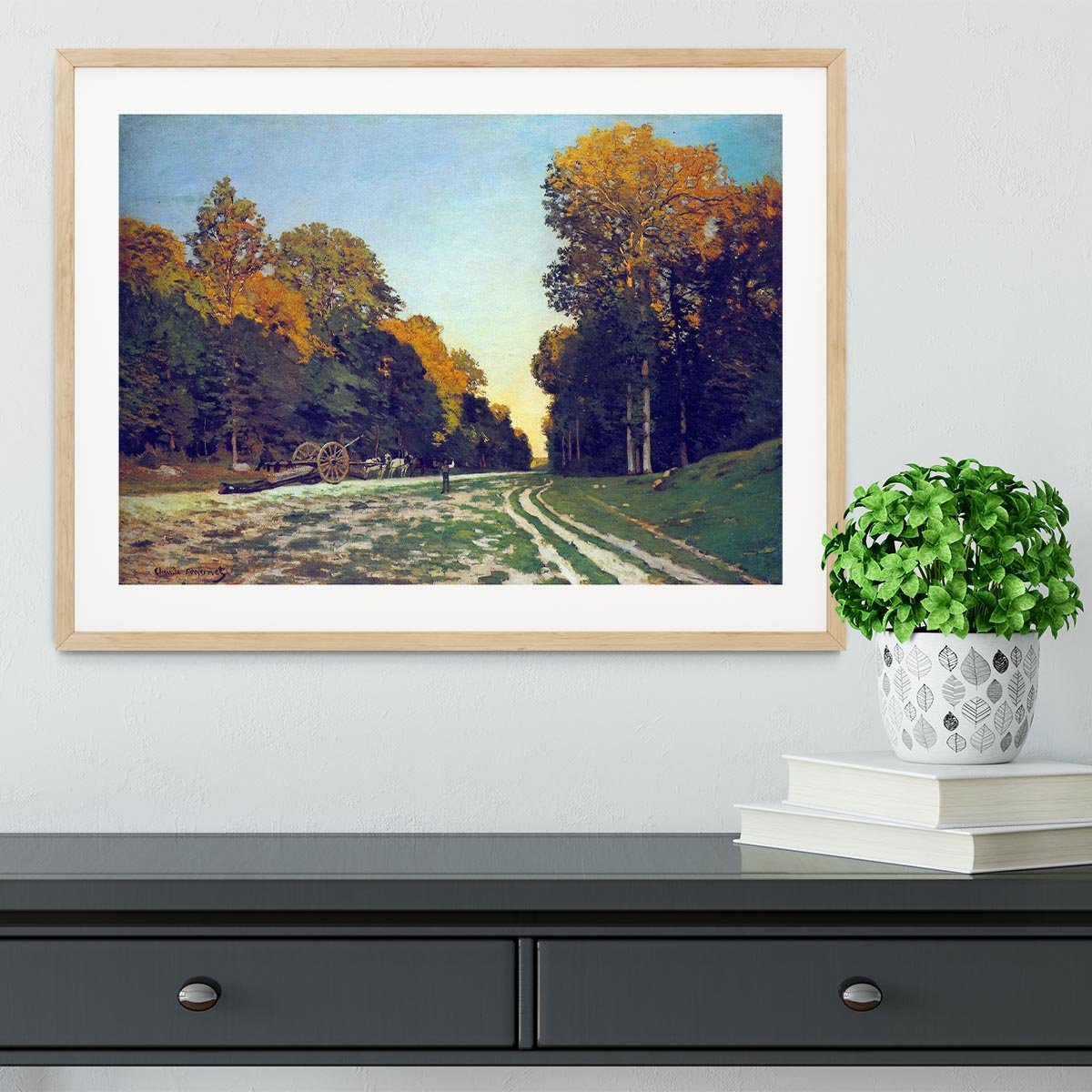 The road from Chailly to Fontainebleau by Monet Framed Print - Canvas Art Rocks - 3