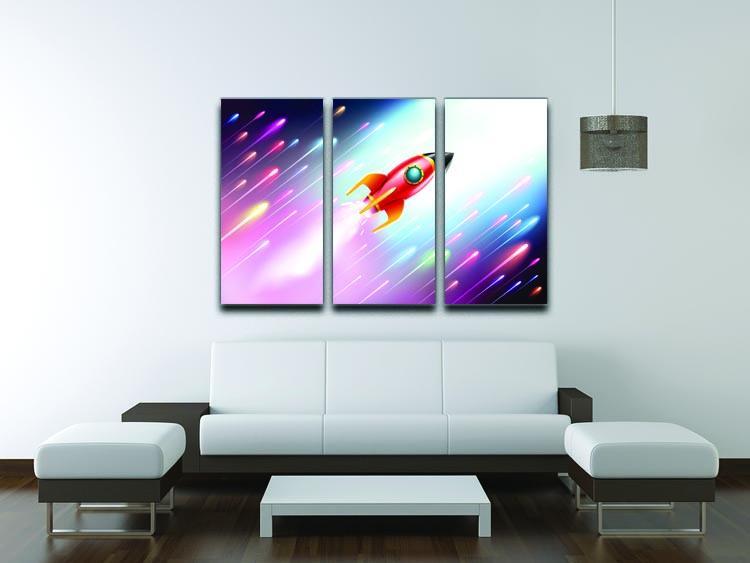 The rocket ship flying in the space 3 Split Panel Canvas Print - Canvas Art Rocks - 3